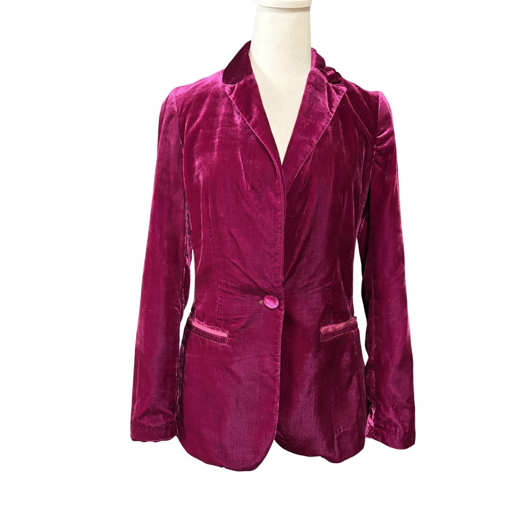 Ett:twa Blazer Womens 0 Pink Velvet‎ One Button Tailored Lined Anthropologie